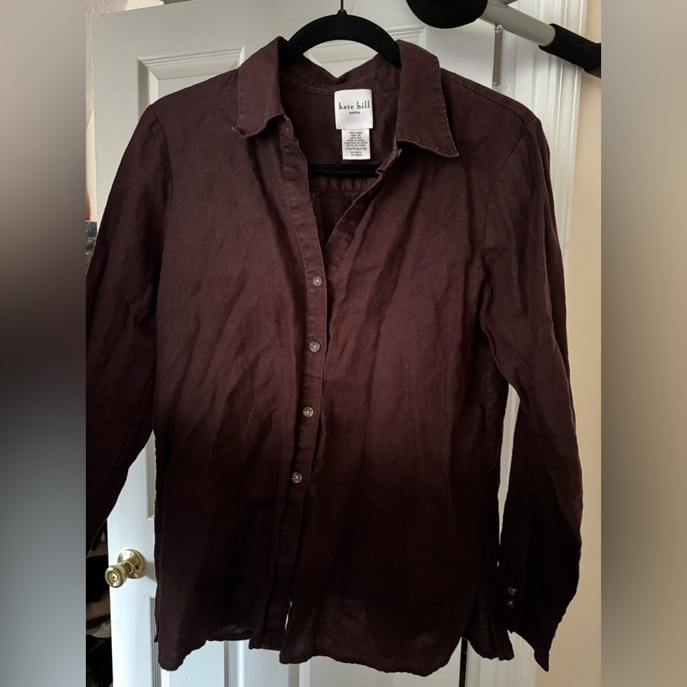 Kate Hill brown linen button down